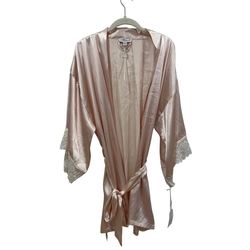 In Bloom by Jonquil Champagne Pink Satin Lace Trim Robe LBE030 ML NEW